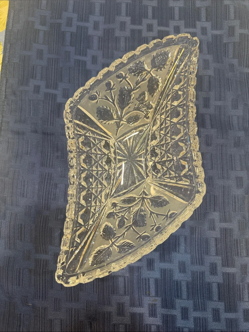 Clear Crystal Cut Serving Bowl - Elegant White-Clear Centerpiece